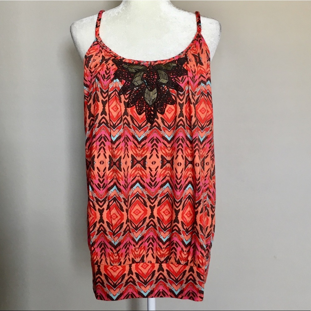 NWT Lane Bryant Sz 16 Orange Beaded Tank Blouse